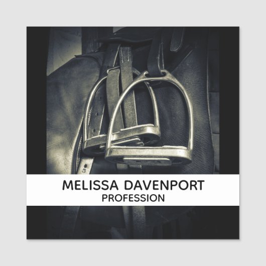 Porte-nom Élégant bâton d'argent sur selle d'équitation angl (Devant)