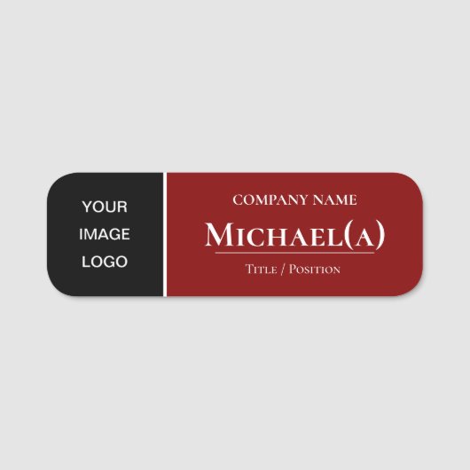 Porte-nom Elégant Black & Dark Red Entreprise professionnell (Devant)