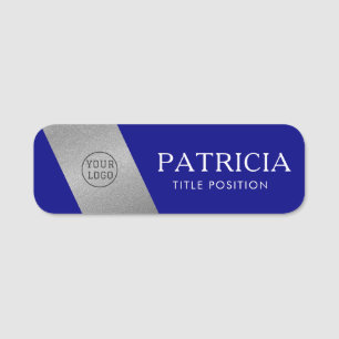 Porte-nom Elégant bleu marine et Parties scintillant argent