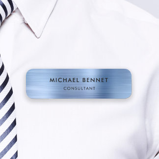 Porte-nom Élégant Bleu Métallisé Entreprise Professionnelle