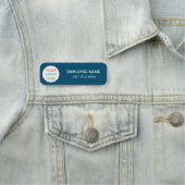 Porte-nom Elégant bleu profond & blanc : Logo d'entreprise E (En situation)