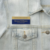 Porte-nom Élégant Blue Gold Custom ID Hotel Employé (En situation)