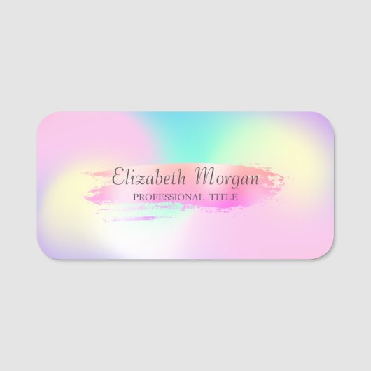 Porte-nom Élégant, Brush Stroke, Ombre Holographique (Devant)