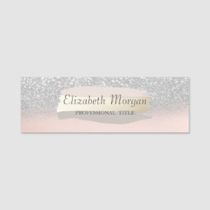 Porte-nom Élégant , Cadre, Paillettes Argentées, Coup de Pin