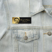 Porte-nom Élégant Chic Design Or Flèches Noir Damas (En situation)