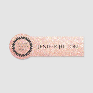 Porte-nom Élégant chic rose or glittery logo personnalisé