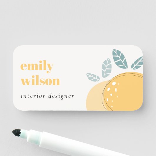 Porte-nom Élégant Citron mignon Abstrait Gras Citrus Fruité (En situation)