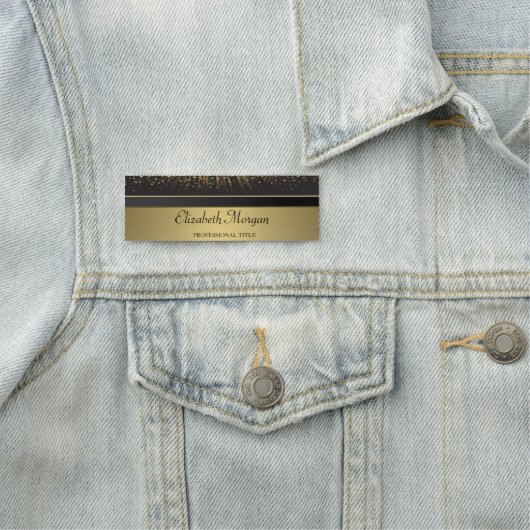 Porte-nom Elégant Design Chic Gold, Confetti (En situation)