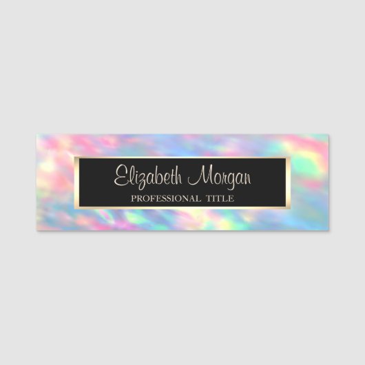 Porte-nom Élégant Design Moderne, Cadre, Holographique Opal (Devant)