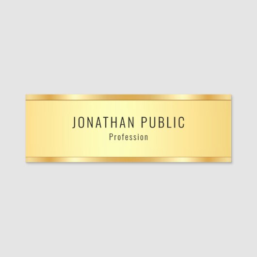 Porte-nom Élégant Faux Gold Metallic Modèle (Devant)