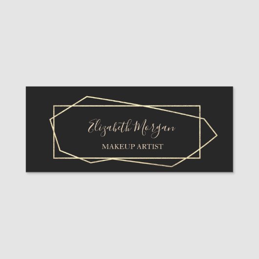 Porte-nom Elegant Géométrique, Noir, Artiste de maquillage (Devant)