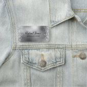 Porte-nom Élégant Glittery Silver Foil Nom balise (En situation)