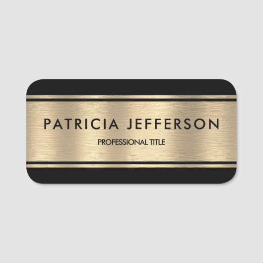 Porte-nom Elégant Gold & Black Luxury : Style et raffinement (Devant)