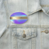 Porte-nom Elegant Gold Stripe, Perles, Ombre Holographique (En situation)