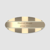 Porte-nom Elégant Gold Striped, Perles (Devant)