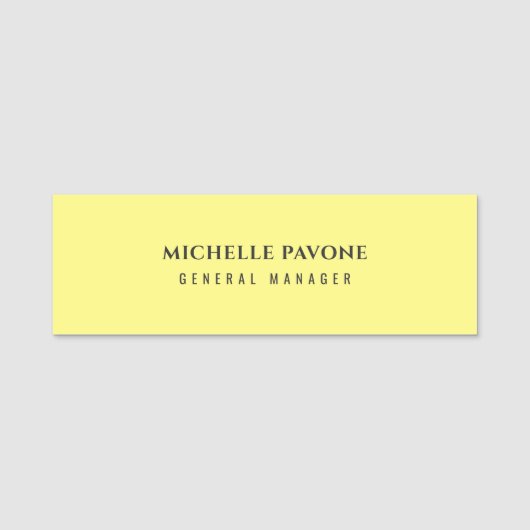 Porte-nom Élégant Jaune Clair Simple Plain Professionnel (Devant)