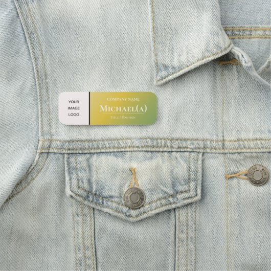 Porte-nom Elégant jaune vert dégradé & blanc entreprise LOGO (En situation)