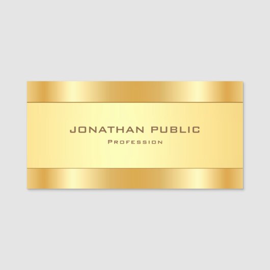 Porte-nom Élégant look métal or moderne professionnel (Devant)