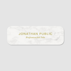 Porte-nom Élégant Marbre blanc de texte en or minimaliste