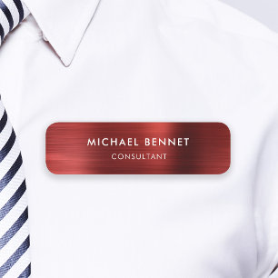 Porte-nom Élégant Métallisé Rouge Entreprise Professionnelle
