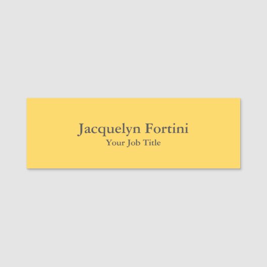 Porte-nom Élégant minimaliste moderne clair Jaune (Devant)