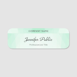 Porte-nom Élégant Mint Green Script manuscrit moderne