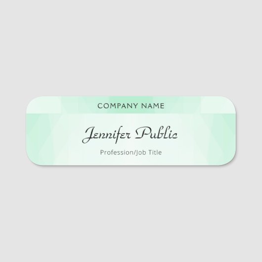 Porte-nom Élégant Mint Green Script manuscrit moderne (Devant)