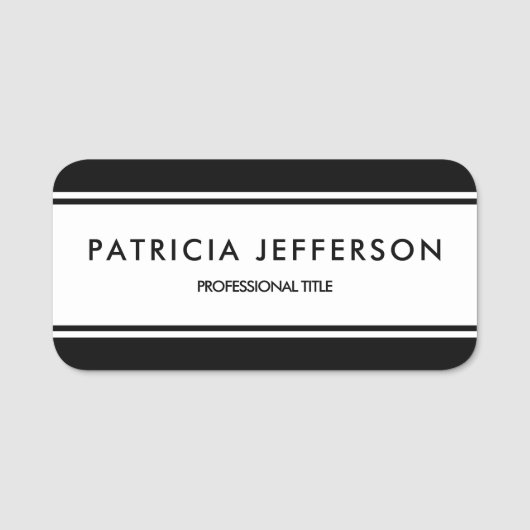 Porte-nom Élégant Monochrome intemporel : Noir & Blanc Class (Devant)