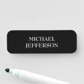 Porte-nom Élégant noir blanc clair personnalisé (En situation)