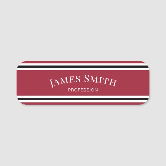 Porte-nom Elégant Olive Vert & Blanc Noir Balisé : Élégant (Devant)