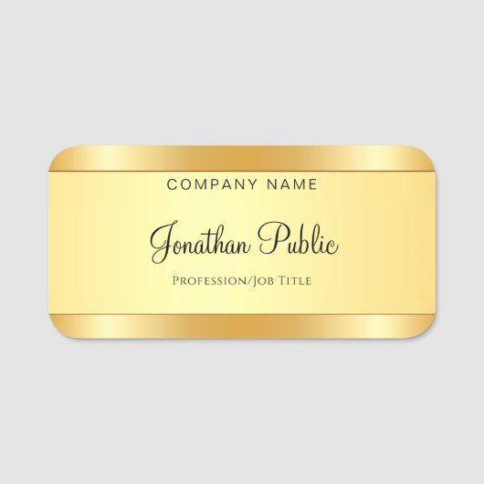 Porte-nom Élégant or écriture manuscrite Modèle moderne (Devant)