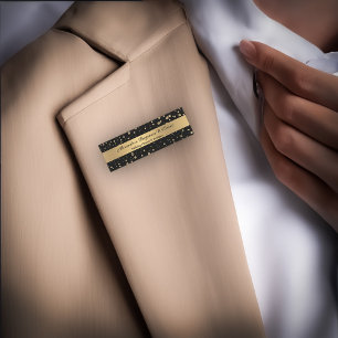 Porte-nom Elégant Parties scintillant or Sparkle Black Perso