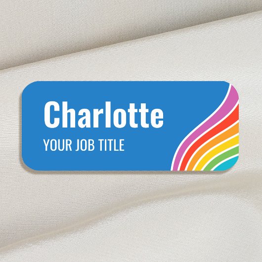 Porte-nom Élégant Rainbow Wave ID personnel bleu