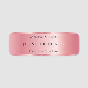 Porte-nom Élégant Rose de texte personnalisé Gold Glamor Mod