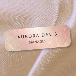 Porte-nom Élégant Rose Gold Floral Business