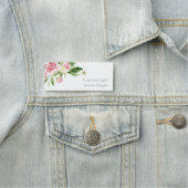 Porte-nom Elégant rose rose vert Aquarelle Peony Floral (En situation)