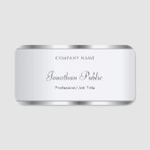 Porte-nom Élégant script de nom manuscrit Modèle d'argent (Devant)