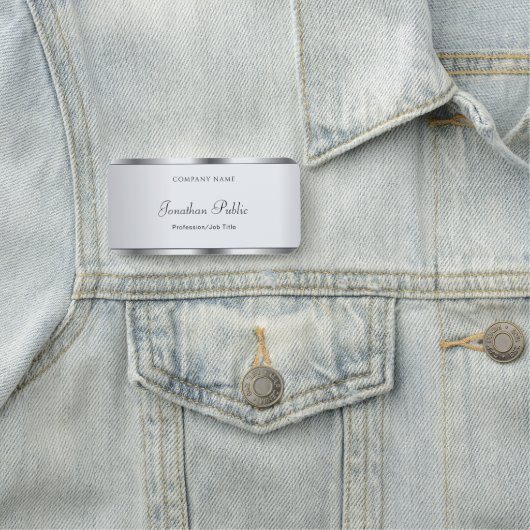 Porte-nom Élégant script de nom manuscrit Modèle d'argent (En situation)