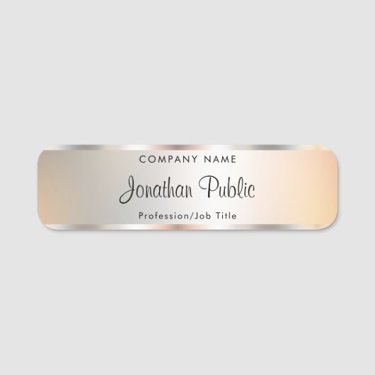 Porte-nom Élégant Script Faux Modèle Argent manuscrit (Devant)