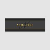 Porte-nom Elegant Script Monogram Black & Gold (Devant)
