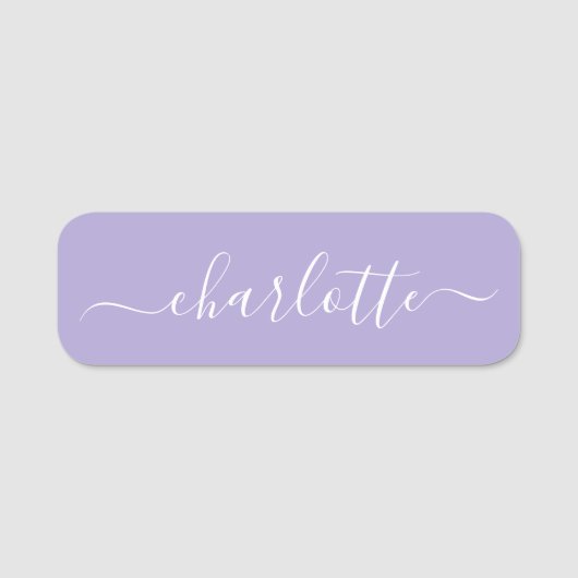 Porte-nom Élégant Script Nom moderne Lavande personnalisée (Devant)