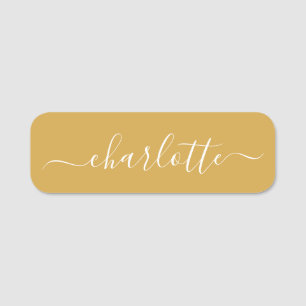Porte-nom Élégant Script Nom moderne Personnalisé Jaune
