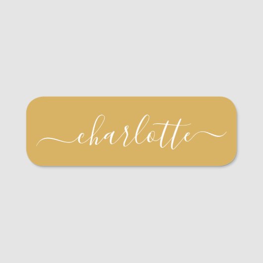 Porte-nom Élégant Script Nom moderne Personnalisé Jaune (Devant)