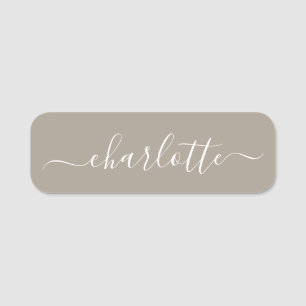 Porte-nom Élégant Script Nom moderne Taupe personnalisée
