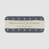 Porte-nom Elégant Sept Étoiles Luxe Or Bleu & Unique Gris (Devant)