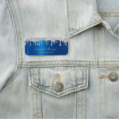 Porte-nom Elegant Silver Glitter Drips Blue Metallic (En situation)