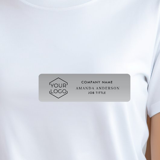 Porte-nom  Elegant Silver Gradient Logo Employee Plastic 