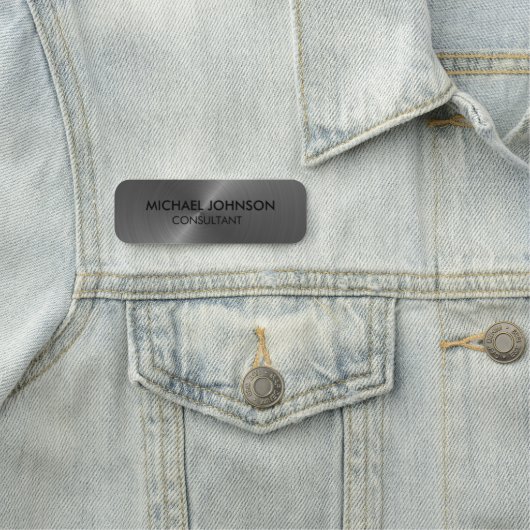 Porte-nom Élégant Silver Grey Metallic Professionnel (En situation)