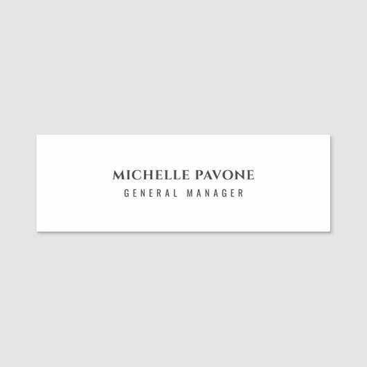 Porte-nom Élégant Simple Professionnel Noir & Blanc (Devant)
