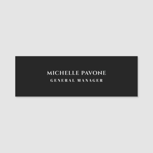 Porte-nom Élégant Simple Professionnel Noir & Gris (Devant)